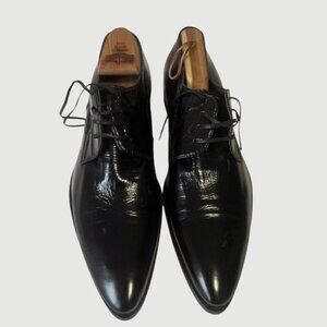 Nens Elegant Black Doucal's  Oxfords with High-Gloss Finish